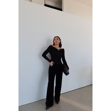 Özge Özgenç Flok Kaplama Wideleg Pantolon