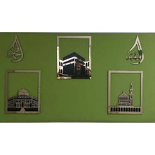 Evsay Mescid-I Aksa, Mescid-I Haram & Mescid-I Nebevi  Allah Muhammed Set Islami Dekor 5 Parça Gold