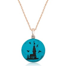 Katre46 ​925 Ayar Gümüş Kız Kulesi Manzaralı Kadın Gümüş Kolye