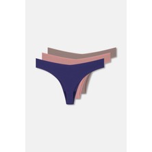 Suwen 3'lü Pamuklu V Kesim Rib String Külot