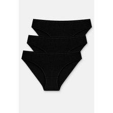 Suwen 3 Lü Paket Slip Külot - Siyah/Beyaz/Ten Rengi