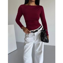 Hazelin Kadın Bordo Uzun Kollu Sany Bluz HZL25S-FRY123351