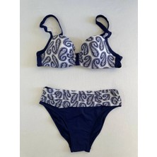 Hazelin Kadın Lacivert Beyaz Etnik Desen Bikini Takımı HZL25S-LC213