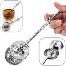 Neler Geldi Neler Çelik Tek Hareket Çay Demleme Aparatı Bitki Çayı Süzgeci 18,5x4,5 cm Çay Kahve Bitki Demleme Süzgeç