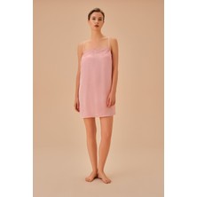 Suwen Sapphire Gecelik Kadın 2XL Pembe Polyester Dantel Detaylı Rahat Tasarım