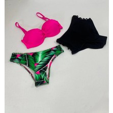 Hazelin Kadın Fuşya Ince Askılı 3 Parça Bikini Takımı HZL25S-LC216