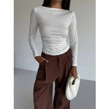 Hazelin Kadın Beyaz Uzun Kollu Sany Bluz HZL25S-FRY123351