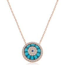 Katre46 925 Ayar Gümüş Rose Camgöz Nazar Kadın Gümüş Kolye