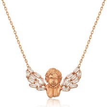 Katre46 925 Ayar Gümüş Kanatlı Melek Kadın Gümüş Kolye