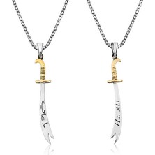 Katre46 Gümüş Zülfikar Kılıcı Hz. Ali Yazılı Erkek Kolye