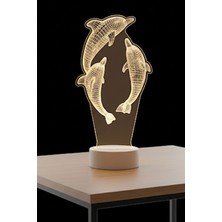 Gampus 3lü Balina Gece Lambası Standlı Dokunmatik Loş Şirin Gece Masa Lambası Dekoratif LED Işık