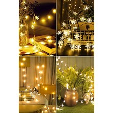 Gampus LED Işıklı Ponpon Kar Tanesi Eklenebilir Fonksiyonlu 5 Metre Dekoratif Süsleme Ev Dekorasyonu