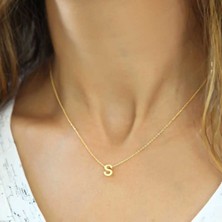 Katre46 925 Ayar Gümüş 3 Boyutlu S Harf Kadın Gümüş Kolye