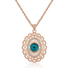 Katre46 ​925 Ayar Gümüş Rose Oval Nazar Kolye