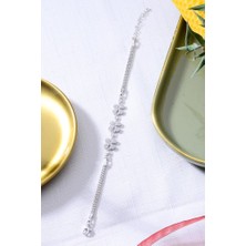 Innuendo 925 Ayar Gümüş Üçlü Gri  Yonca Bileklik