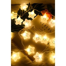 Gampus LED Işıklı Gülen 10 Yıldız Dizeleri 2 Metre Şirin Loş Gece Oda Lambası