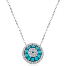 Katre46 925 Ayar Gümüş Rodyum Camgöz Nazar Kadın Gümüş Kolye