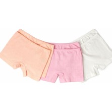 İncili 6'lı Set Kız Çocuk Boxer Raporlu Ribana (2 Ekru - 2 Pembe - 2 Şeftali Rengi)