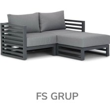 Fs Grup | L Köşe Bahçe Oturma Takımı Metal Gövdeli Modern Tasarım Dış Mekân Takımı