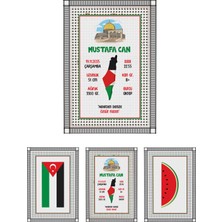 Mutluluk Atölyem A4 - 21X30 cm 3 Adet Filistin, Kudüs, Gazze Temalı Doğum Panosu Poster Bebek Odası Duvar Dekorasyon Çerçevesiz