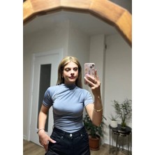 Hazelin Kadın Gri Büzgü Detay Yarım Kol Sandy Bluz HZL25S-FRY121741