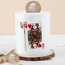 Asilmeydan Kral ve Kraliçe İskambil Kağıtları Para Birikim Kumbarası 27 cm Çapında Seramik