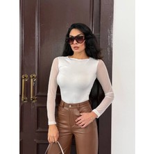 Hazelin Kadın Beyaz Uzun Tül Kol Sandy Bluz HZL25W-FRY122521