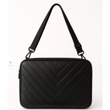 NS Reliable Notebook Laptop Macbook Çantası Suni Deri 15.6" Inç - 800-DÜZ Siyah Omuz Askılı