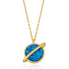 Katre46 925 Ayar Gümüş Opal Taşlı Gezegen Bayan Gümüş Kolye