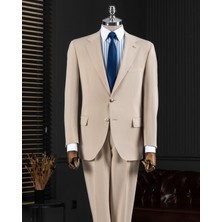 Italyan Stil Slim Fit 4 Drop Ceket Pantolon Takım Elbise Bej T14325