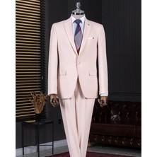 Italyan Stil Slim Fit Ceket Pantolon Takım Elbise Pembe T15151