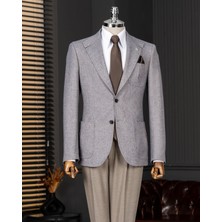 Terzi Adem Altun İtalyan stil slim fit yün karışımlı ceket pantolon kombin takım elbise bej T14681