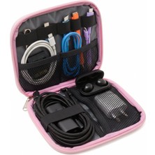 NS Reliable Çok Amaçlı Teknoloji Aksesuar Çantası, Organizer Çanta, Seyahat Organizeri Pembe