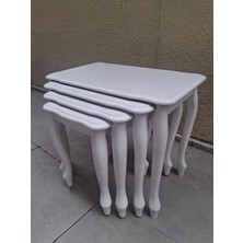 Bengi Ankara Mobilya Zigon Sehpa Lükens Eko Ht 90556 Kayın Aslan Ayak Beyaz El Yapım