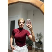 Hazelin Kadın Bordo Büzgü Detay Yarım Kol Sandy Bluz HZL25S-FRY121741