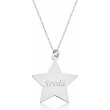 Katre46 925 Ayar Gümüş Kişiye Özel Isimli Yıldız Gümüş Kolye