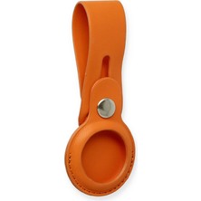 Die Grup  Airtag Askılı Deri Kılıf - Turuncu