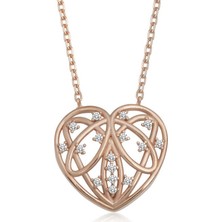 Katre46 925 Ayar Gümüş Bombeli Kalp Kadın Gümüş Kolye