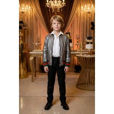 HC Kids Wear Aslan Figürlü Gri Renk Bomber Ceket Mont
