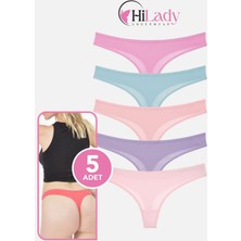 Hilady Kadın Külot Tanga 5 Li Paket Likralı Pamuklu Siyah