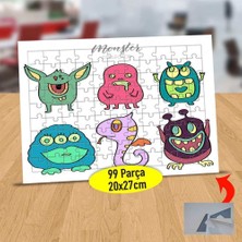 Asilmeydan Renkli Sevimli Canavar Arkadaşlar 99 Parça Puzzle Yapboz Tablo-2