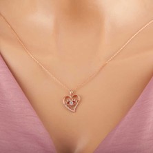 Katre46 925 Ayar Gümüş Rose Kalp Göz Kadın Kolye