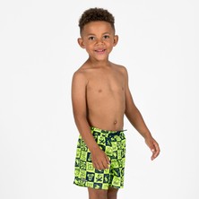 Decathlon Çocuk Kısa Deniz Şortu - Sarı/siyah - Desenli - 100