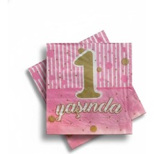 1 Yaş Temalı Temaya Uygun Baskılı Doğum Günü Peçetesi 20'li