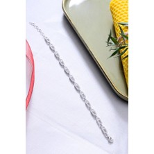 925 Ayar Gümüş Zincir Desenli Taşlı Gümüş Bileklik