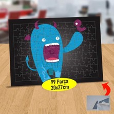 Asilmeydan Komik Mavi Canavar ve Kuş 99 Parça Puzzle Yapboz TABLO-48426436