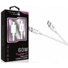 Argesco Mühendislik 60W Usb-C Type-C Silikon Şarj Kablosu Hızlı Şarj, Dayanıklı ve Esnek Tasarım, Tüm Usb-C Cihazlarla Uyumlu