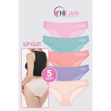 Hilady Kadın Külot, 5li Paket Karışık Renkli Slip Külot Rahat Pamuklu Yumuşak Kumaş