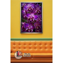 KOSS Dijital Mor Orkide Çiçeği Duvar Tablosu Şık ve Modern Dekorasyon Salon Yatak Odası Çerçeveli Kanvas Tablo