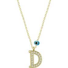 Katre46 925 Ayar Gümüş Nazar D Harfi Kadın Gümüş Kolye